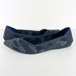 Rothy's The Point Dark Gray Camo Flats Shoes + Extra Set of Cheetah Liners